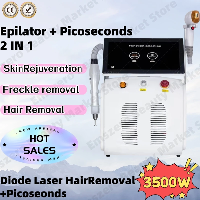 2 in 1 Diode Laser Hair Removal And Picosecond Laser 3 wavelengths 808 Safe Painless Hair Removal tattoo removal 532/1064/1320nm