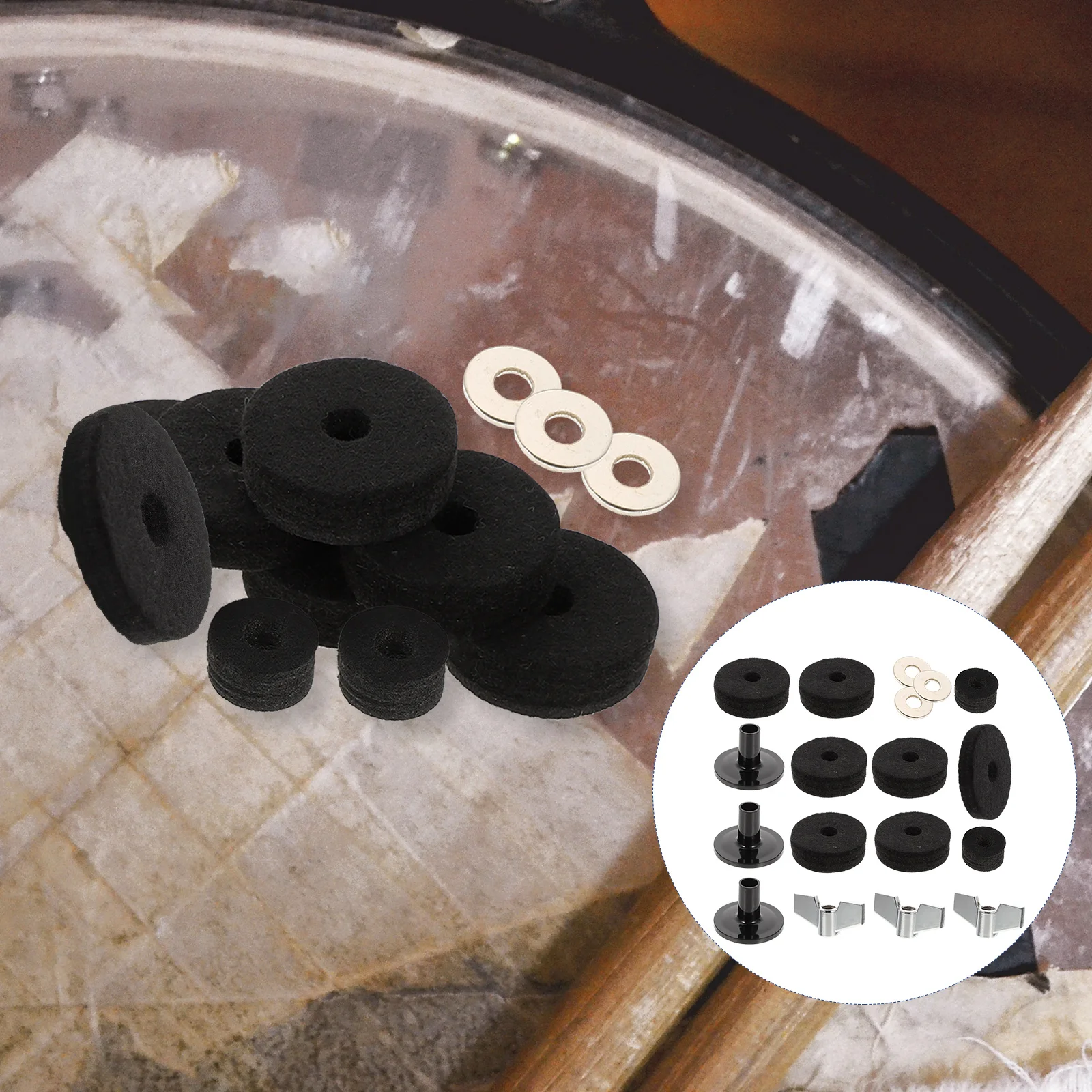 

1 set 1 Set Felt Pads Replacement Set Accessories Durable Kit Supply Drummer Cymbal Stand Sleeves Non-Slip Pads