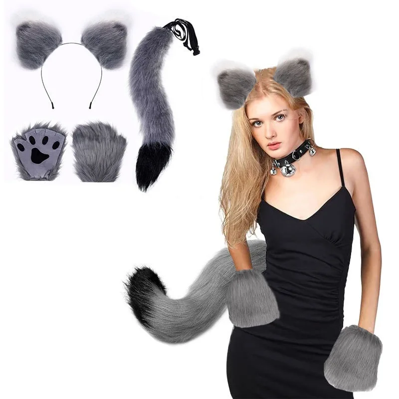 Bandeau oreilles d'animaux amusants, gants Lolita pour enfants, accessoires de Cosplay de fête