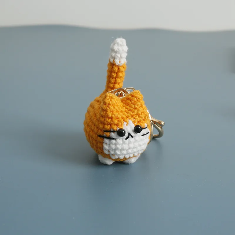 2026 Häkel-Katzen-Schlüsselanhänger: Süßer handgewebter dicker Katzenanhänger, gestrickter Tier-Schlüsselring, Rucksack-Deko – Detail 5