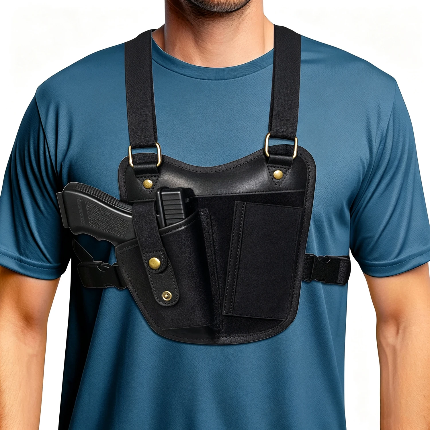 Tactical Shoulder Gun Holster Universal Chest Gun Holster Pouch Cancealed Carry Gun Holster for 9mm G17/19/20 1911 357 Revolver