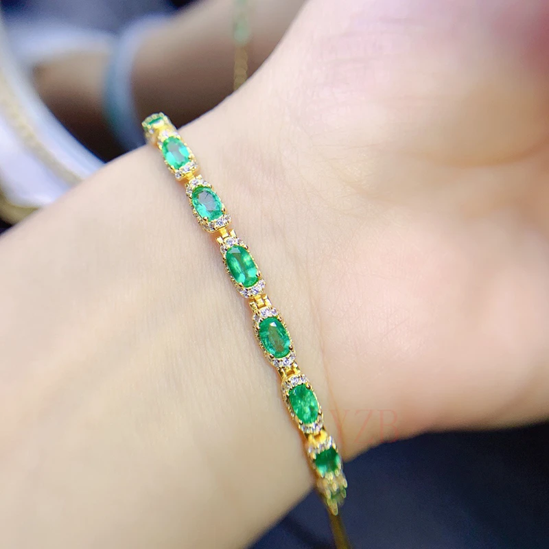 Natural Emerald Bracelet Women\'s Luxury 925 sterling silver wedding engagement jewelry Valentine\'s Day gift