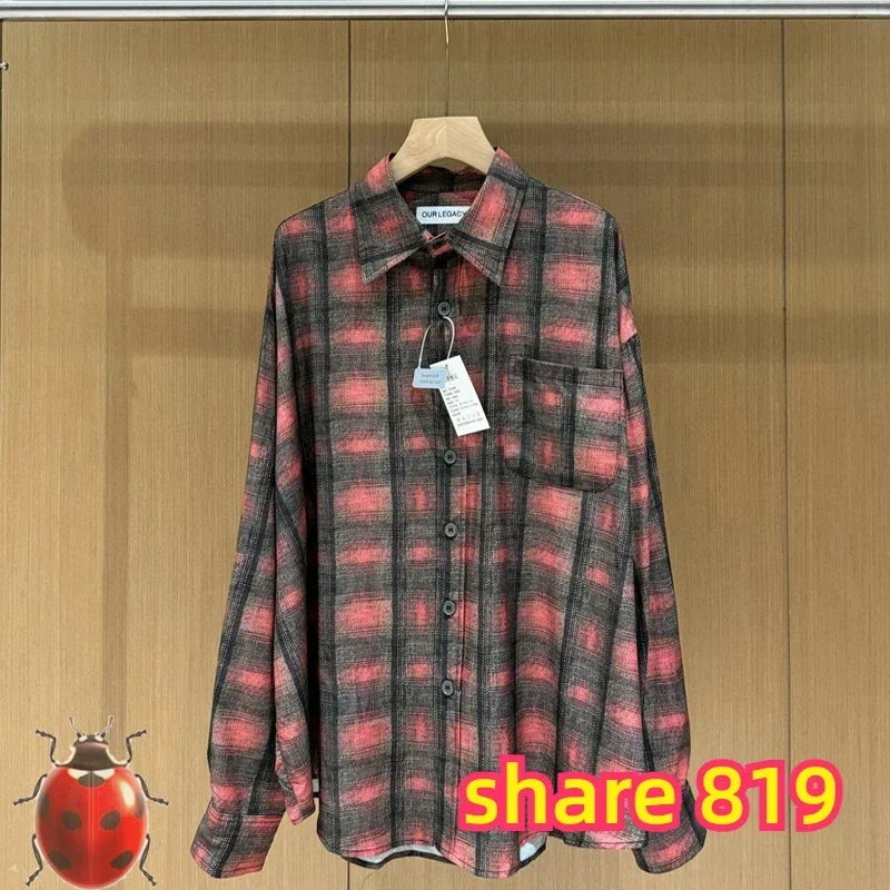 

Plaid Rose Red Our Legacy Hirts Thin Sunscreen Clothing Men Women Unisex High Quality Casual Loose Long Sleeve Shirt Blouse