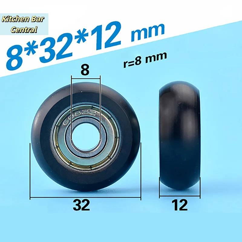 【1PC 608 ZZ 8x32x12mm Plastic Nylon Wrap POM Line Wire Rope Bearing Pulley Plastic Wheel For Smooth Movement】