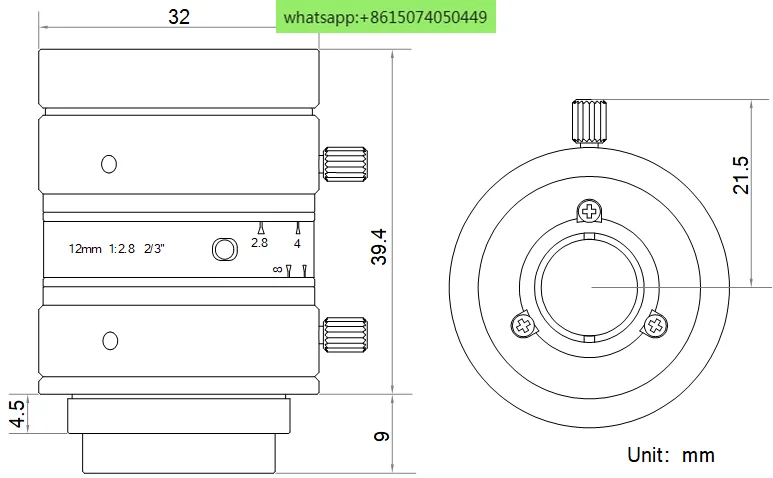 MVL-MF1228M-8MP 8-megapixel fixed focus 12mm 2/3-inch industrial lens