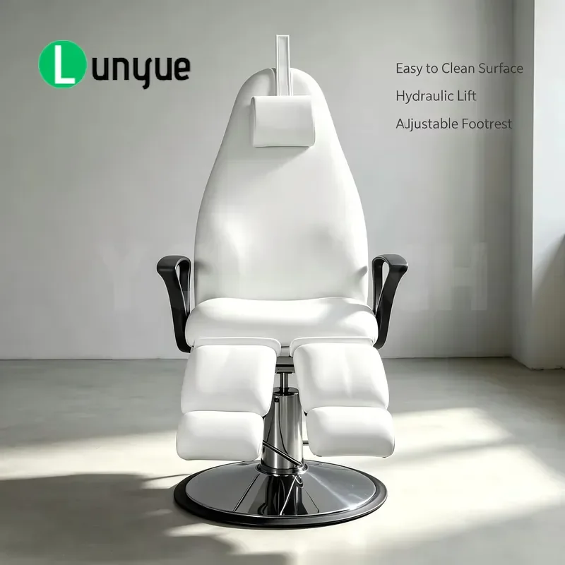 Hydraulic Pedicure Chair with White Split Leg Rest Adjustable Backrest for Beauty Manicure Tattoo Spa Comfortable