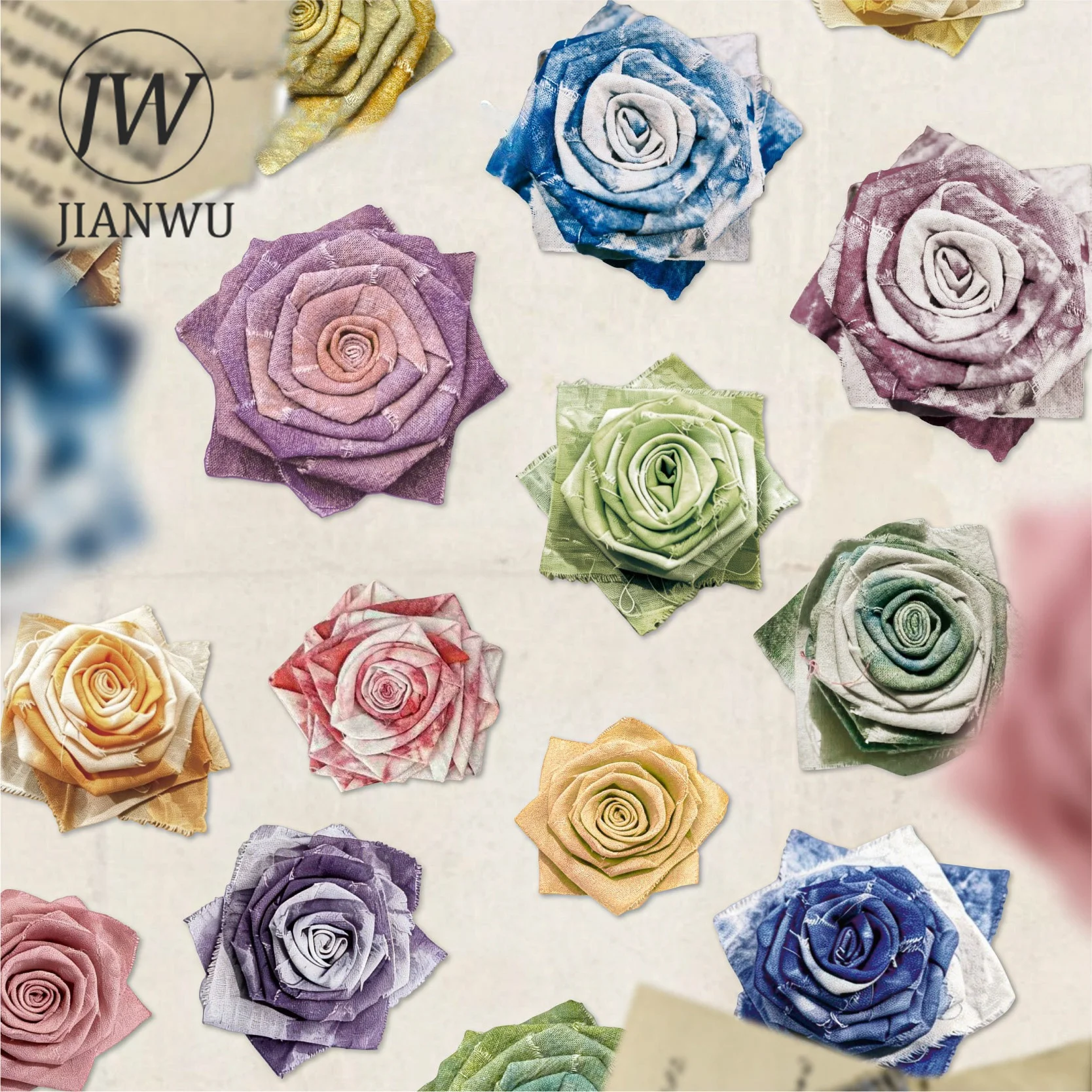 JIANWU Vintage Colorful Flower Smudge Landscape Material Collage Scrapbooking Sticker Creative DIY Journal Stationery