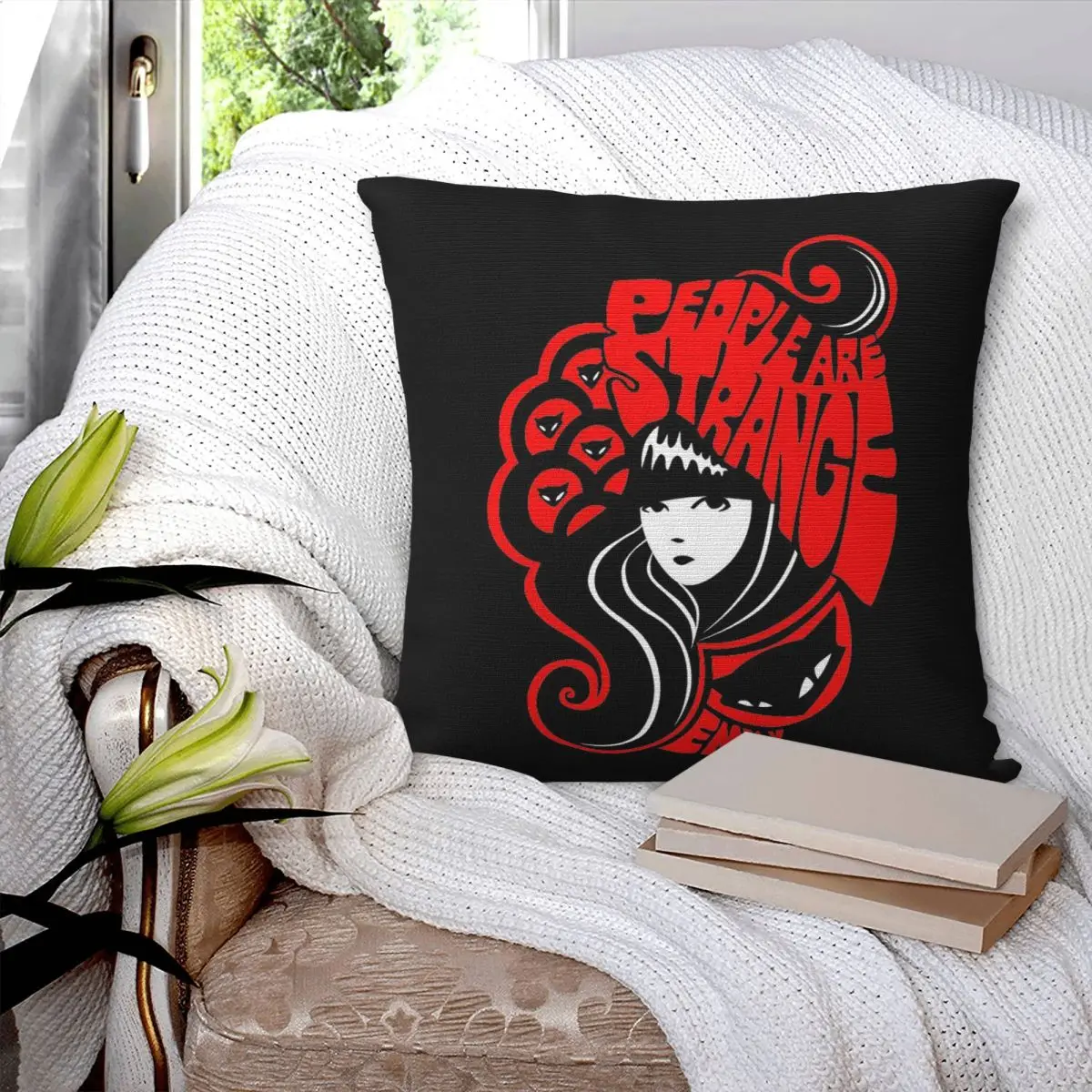 Comics Emily The Strange Square Pillowcase Cushion Cover Pillow Case Throw Pillow Cover for Home Sofa Living Room