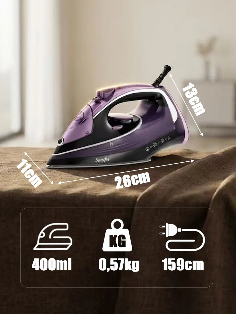 Steam Iron Sonifer SF-9109 2400W Ceramic Soleplate Vertical Steam Self Cleaning 350ml Tank Steam Burst Clothes Iron