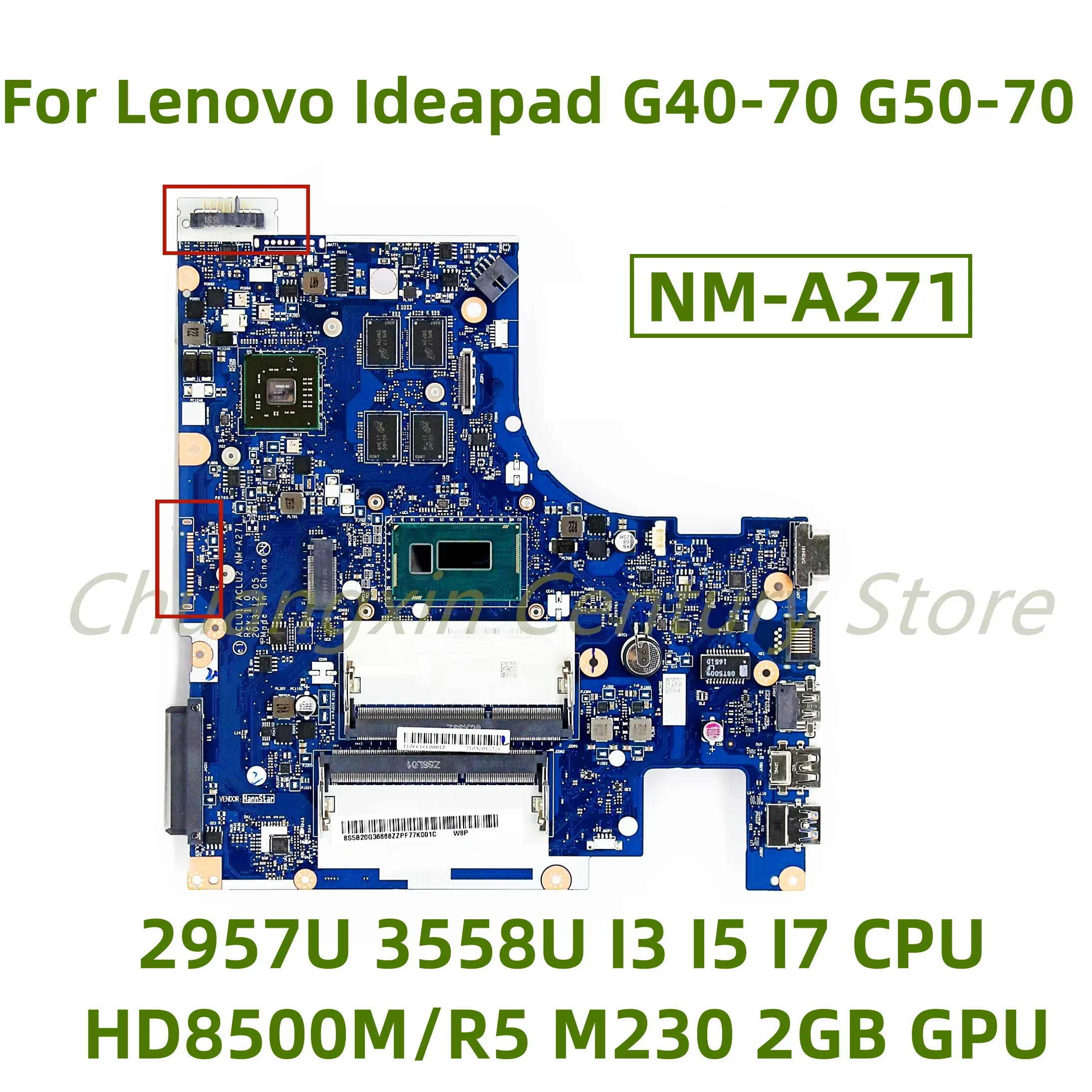 NM-A271 motherboard for Lenovo Ideapad G40-70 G50-70 laptop with 2957U 3558U I3 I5 I7 CPU HD8500M/R5 M230 2GB GPU 100% Test