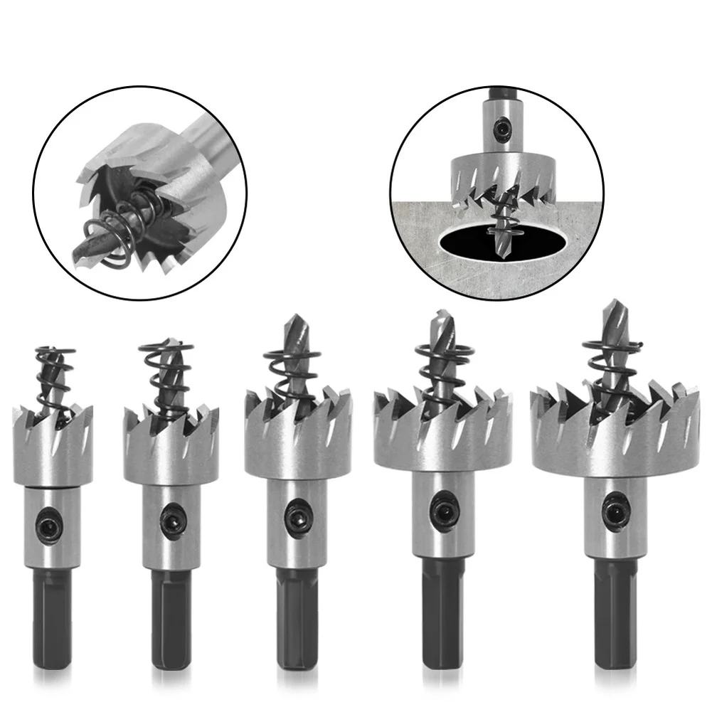 

5pcs 16-30mm HSS Drill Bit Set For Stainless Steel Iron Plate PVC Hole Cutting Drilling Tools Accessories