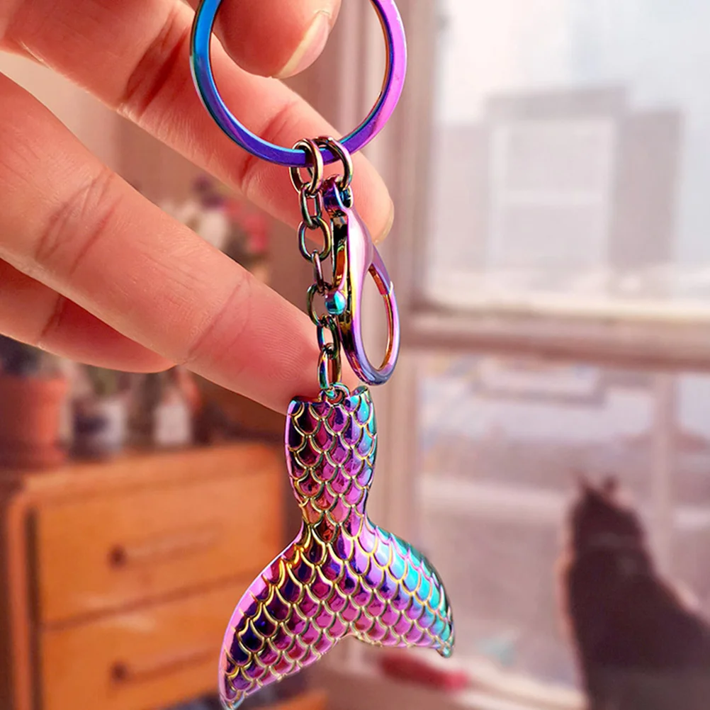 

1pc Mermaid Tail Ring Key Holder Durable Fish Tail Pendant Bag Ornament Car Key Keyring Pendant Hanging Gift Decoration