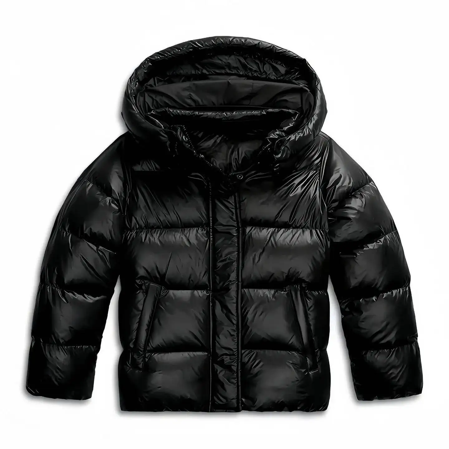 Women Hooded Warm Pure Color High End Cross Border Anti Cold Polyester Fiber Coat Outerwear Casual Winter Cotton Jacket For