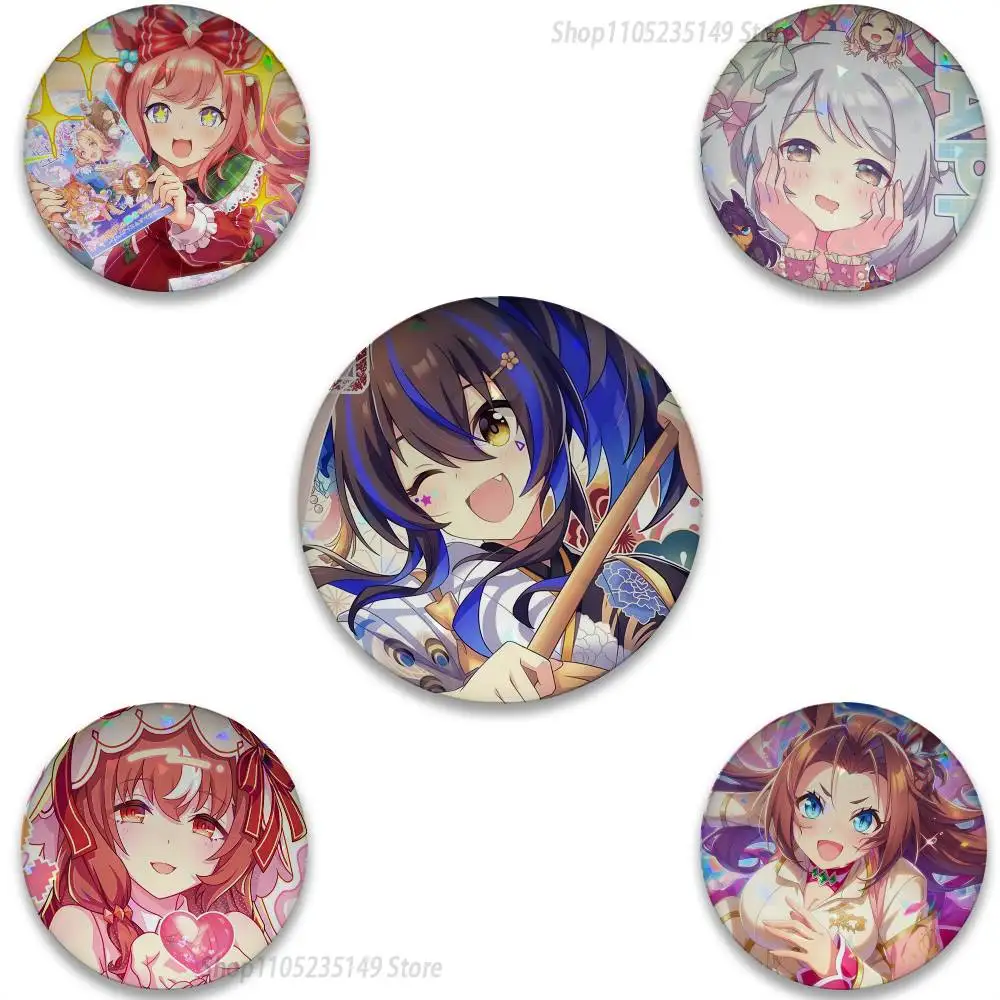 Umamusume Pretty Derby Pins 58mm Cute Cartoon Badge Handmade Brooches for Backpack Accessories Jewelry Gifts