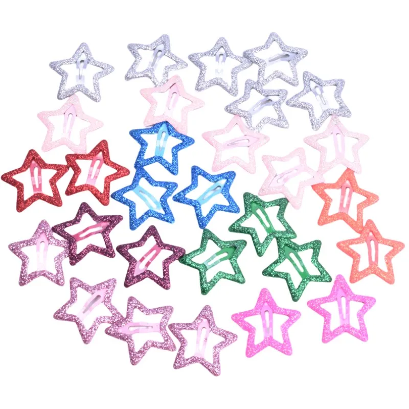 10pcs Colorful Star BB Hair Clips Girls Y2K Cute Star Barrettes Women Simple Metal Snap Clip Headdress Hair Jewelry Accessories