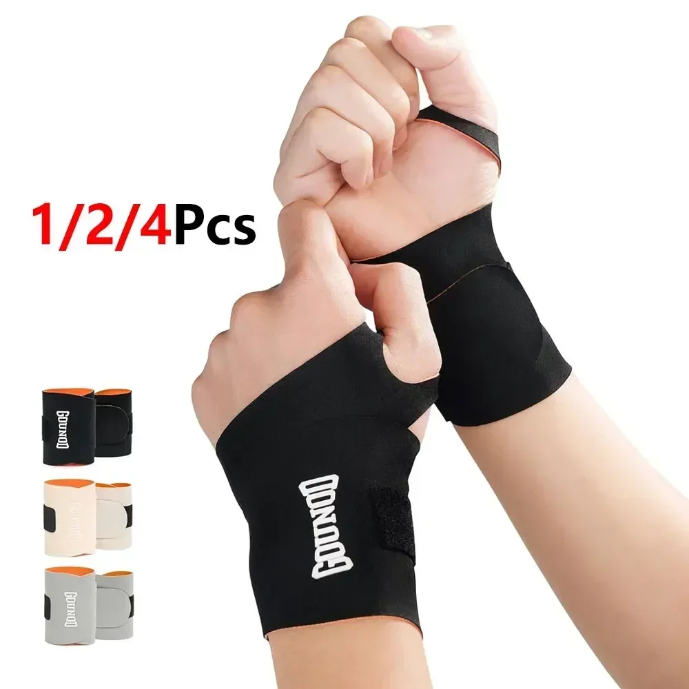 1/2/4Pcs Washable Wrist Support Wrap, Slim Elastic Wrist Brace Strap, 3-Layer Fabric Wrist Guard for Typing Driving Gym Training