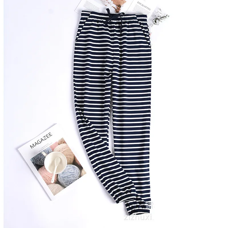 Large Size Casual Cotton Pajamas Pant For Women New Striped Comfortable Sleepwear Pants Autumn Winter Home Wear Trousers 4XL