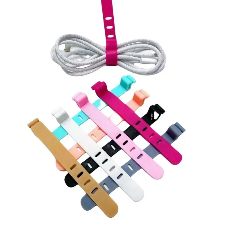 TPR Adjustable Cable Organizer Straps Reusable Anti-Tangle Multi-Color Cord Holders for Headphone Cord Charging Wire Sorting