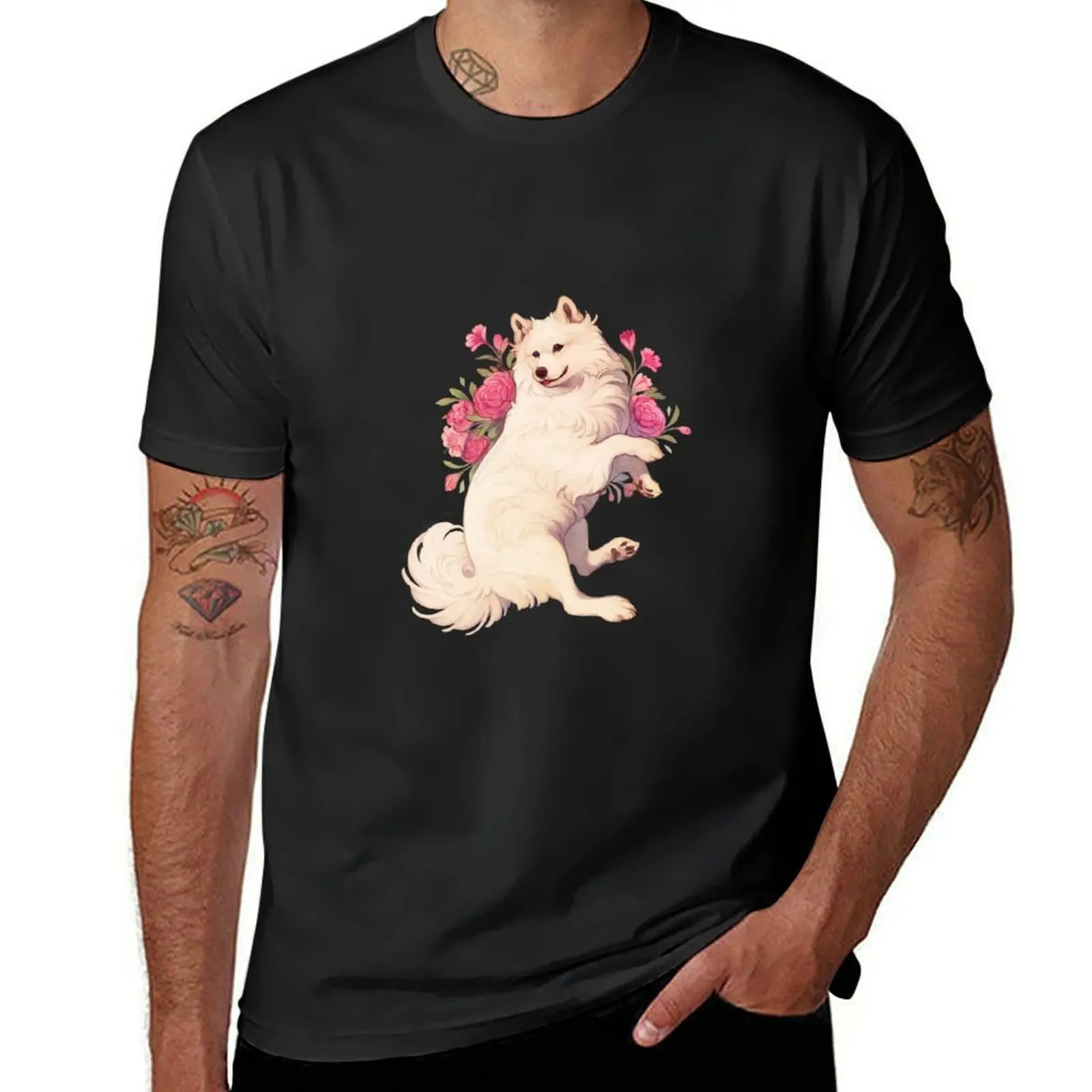 Samoyed dog T-Shirt graphics tees oversizeds vintage clothes Men's t-shirt