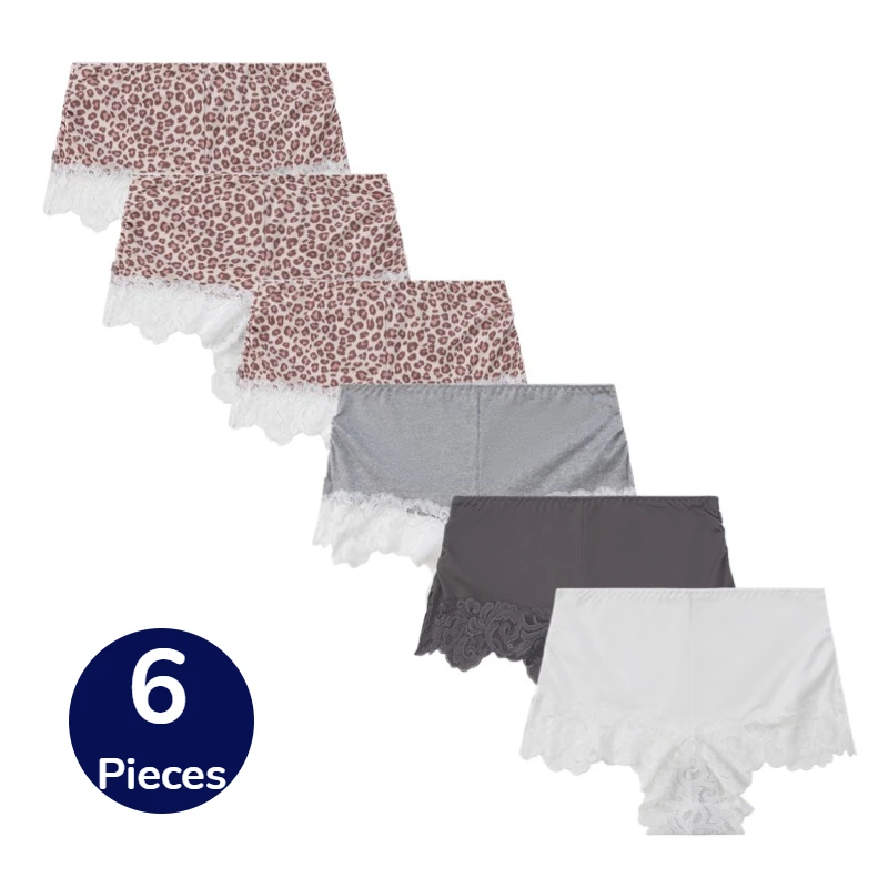 

Трусики-боксеры WarmSteps, 6 шт., женские, с мягким кружевом, модные, с разрезом на бедре, сексуальное дышащее комфортное женское белье, хит продаж