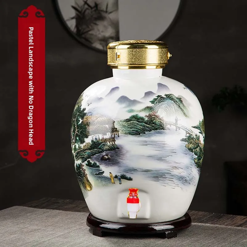 Jingdezhen Ceramic Fermentation Pot 30 Pounds Sealed Wine Making Barrel Traditional Chinese Style Home Use Short Sleeve T-Shirt