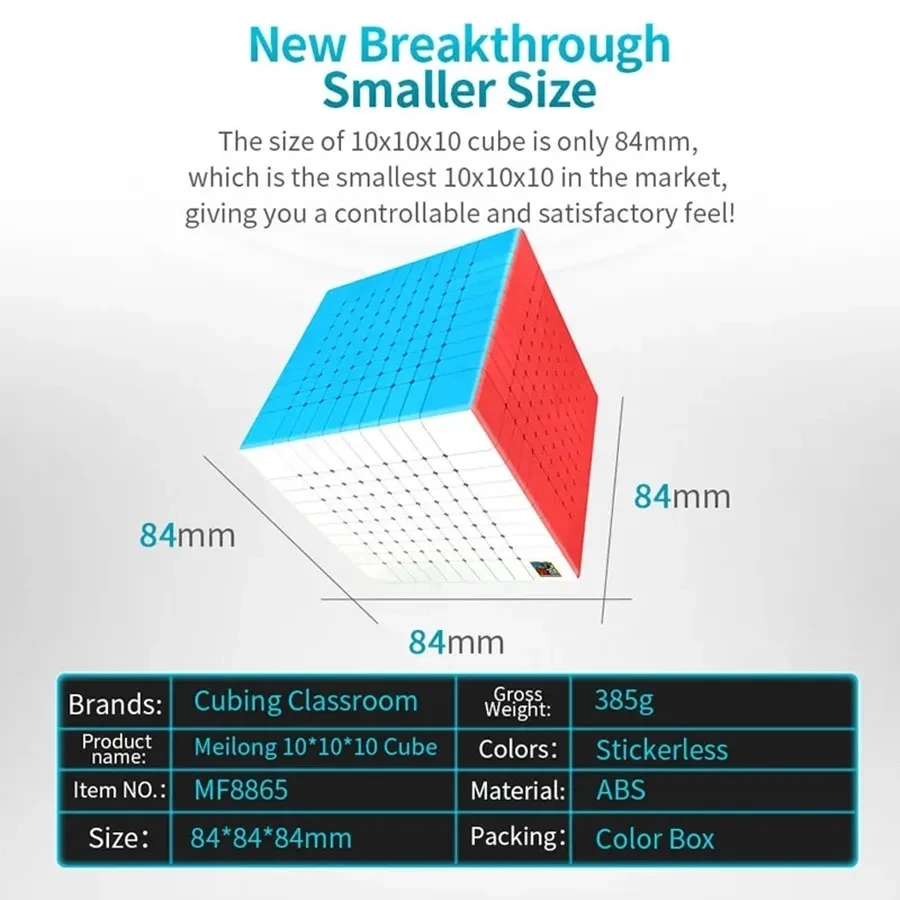 

MoYu 10X10 MeiLong 10 Magic Speed Cube Stickerless Professional Magic Cube Toys Meilong 10x10 Cubo Magico Puzzle Fidget Toys
