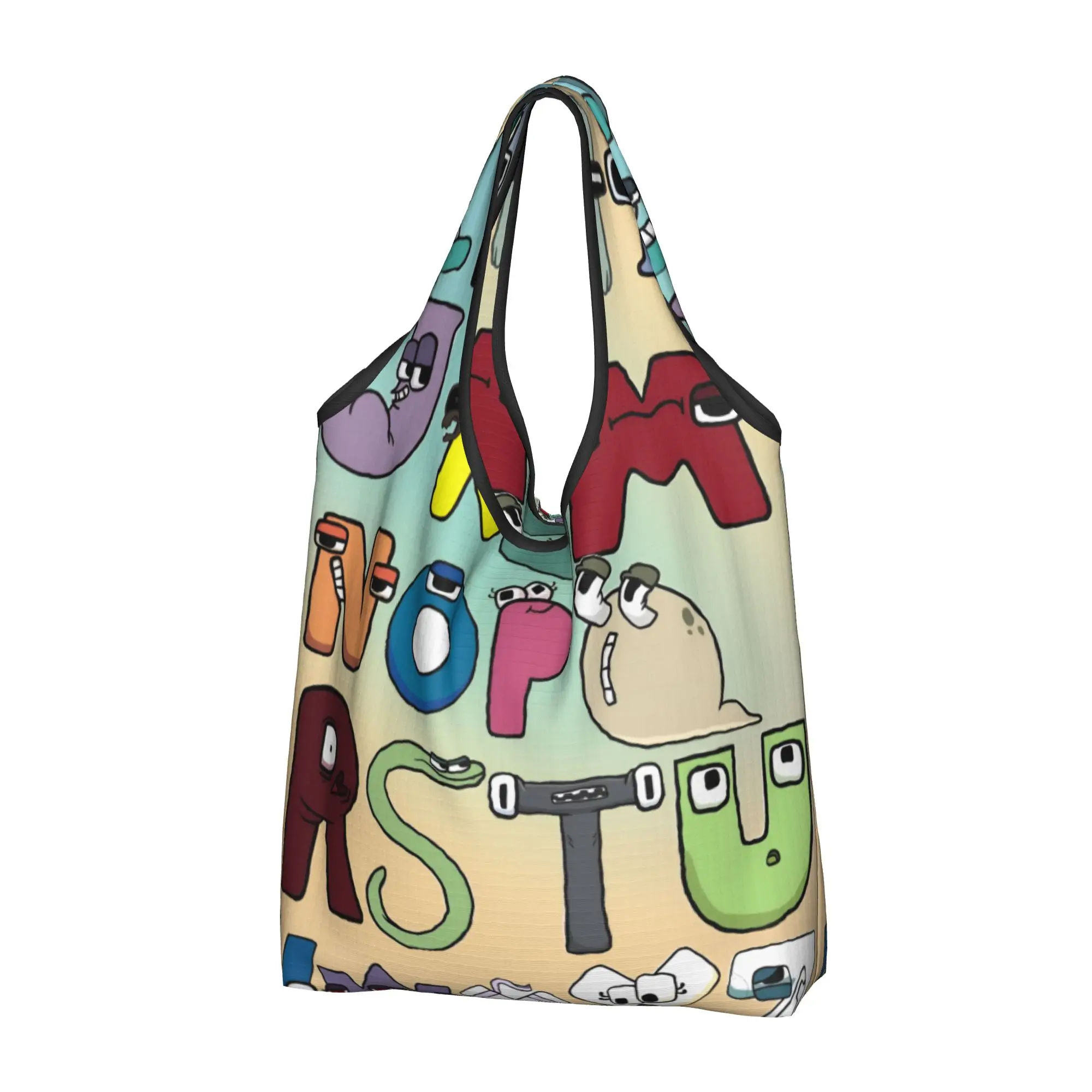 Reusable A-Alphabetes Hot Cartoon Shopping Bag Women Tote Bag Portable Cartoon Manga Groceries Shopper Bags