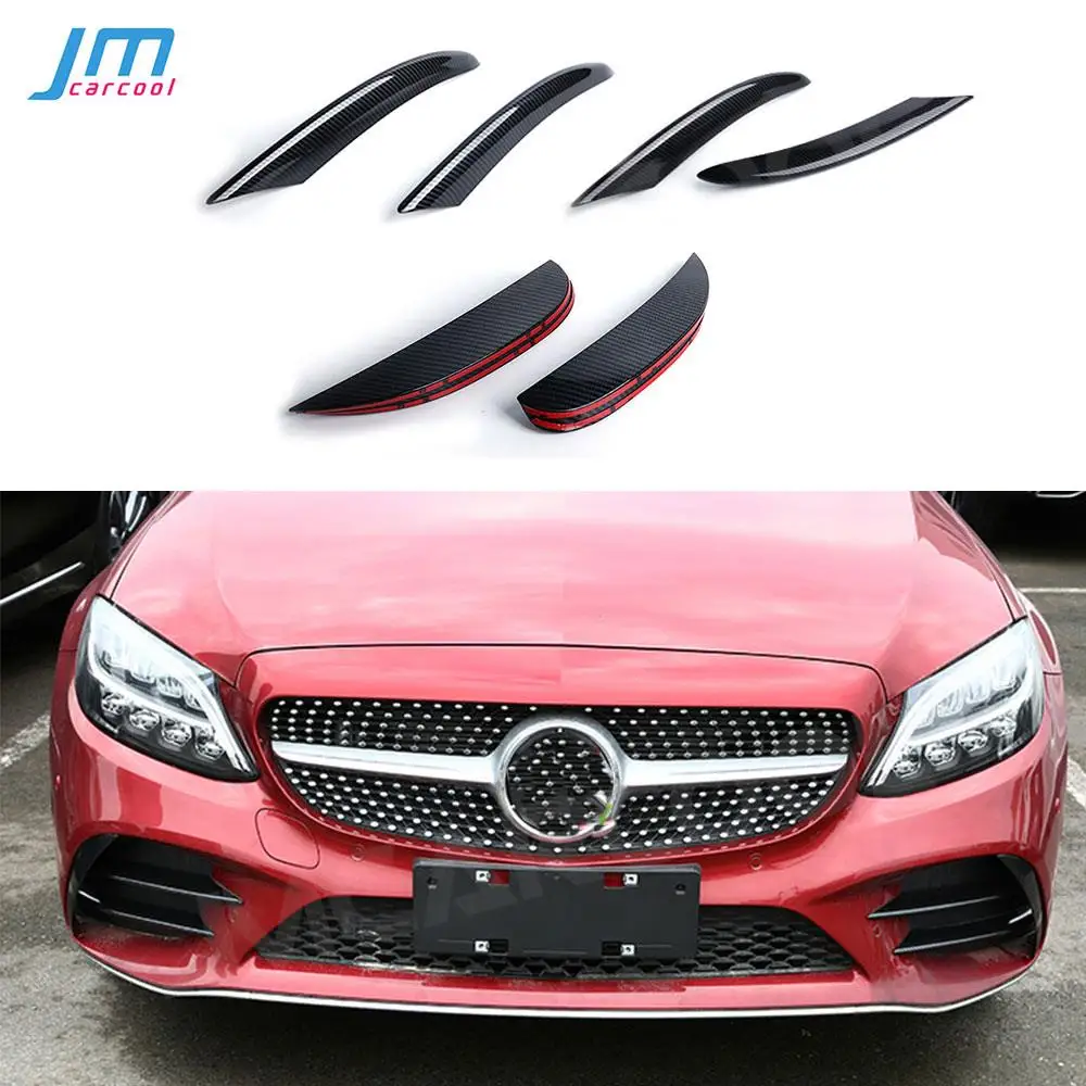 

For Benz C Class W205 C205 2019+ Front Fog Lamp Strip Trim Cover Sticker Carbon Fiber / ABS Air Intake Grille Slats Trim