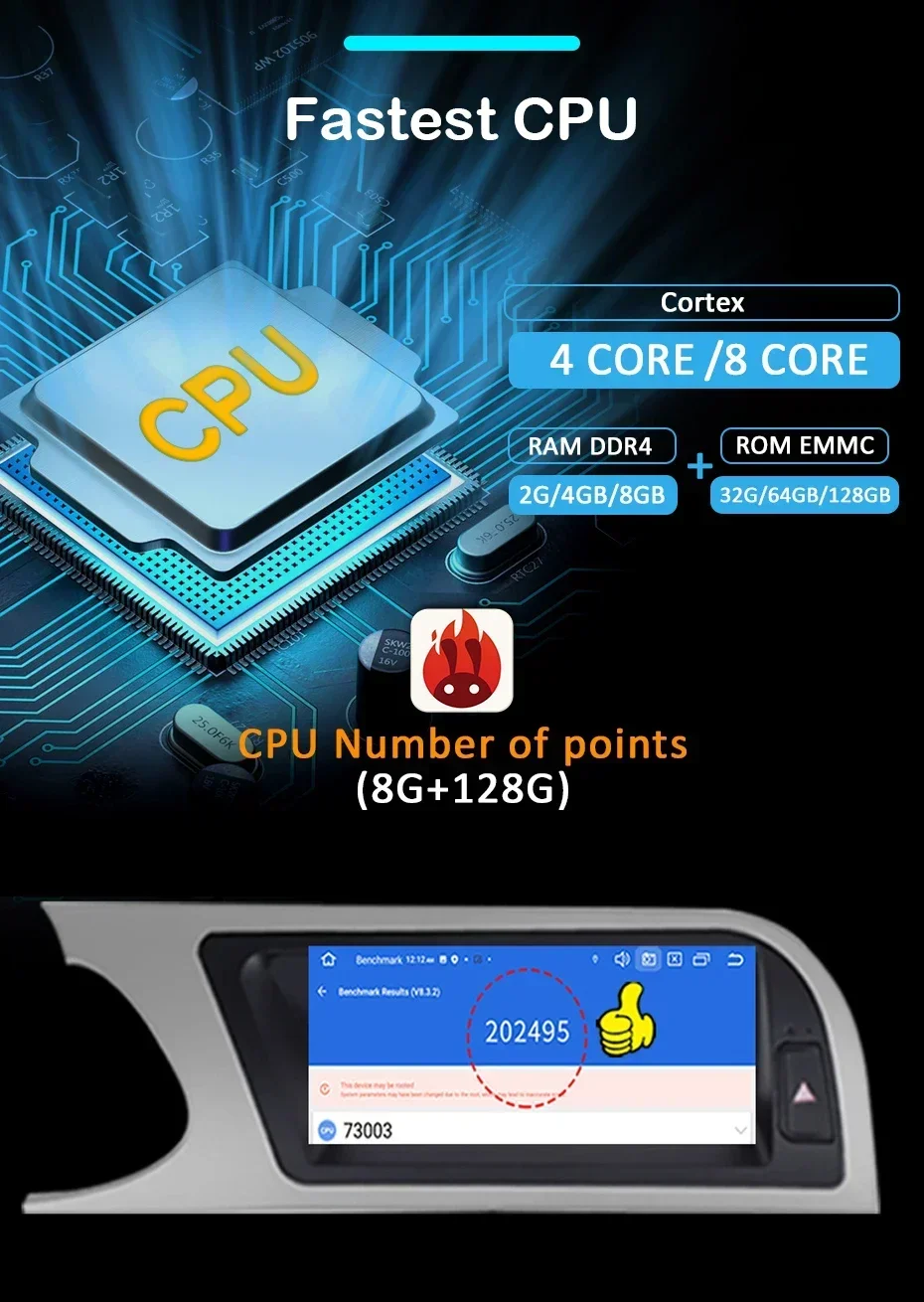 8,8'' Snapdragon 8 CORE Kabelloses Carplay Android 15 Auto-Radiobildschirm für Audi A5 2009-2016 Autoradio Stereo Multimedia-Player GPS Bluetooth 4G LTE – Detail 10