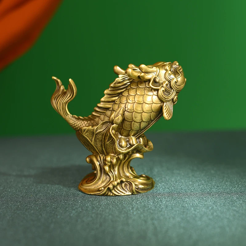 Brass Ornament, Moneyfish Turning Into Dragon, Top-Notch Golden Dragonfish, Home Entrance Craft Decoration