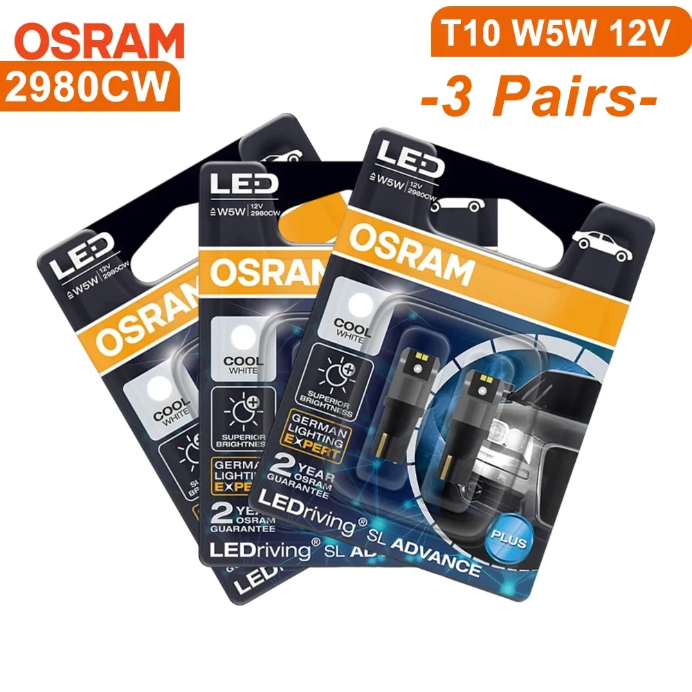OSRAM LEDriving SL T10 LED Bulb – 3000K Warm White, Replaces W5W 194 for Interior & License Plate Lights, 1.5W (2-Pack)