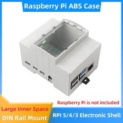 Raspberry Pi 5 4 3 ABS Case Electrical Box DIN Rail Modular Shell Optional Alumium Heatsink Cooling Fan for Pi 4 /3B+ /3B