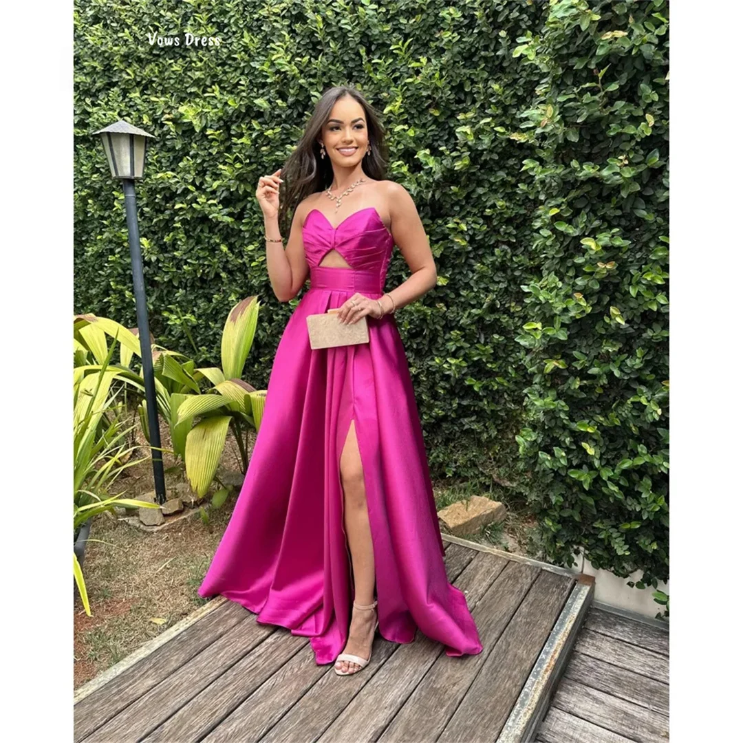 Vows Line A Prom Dresses 2025 Luxury Women's Elegant Party Dress Satin Cloth Robe De Cocktail Femme Custom Made Tube Top