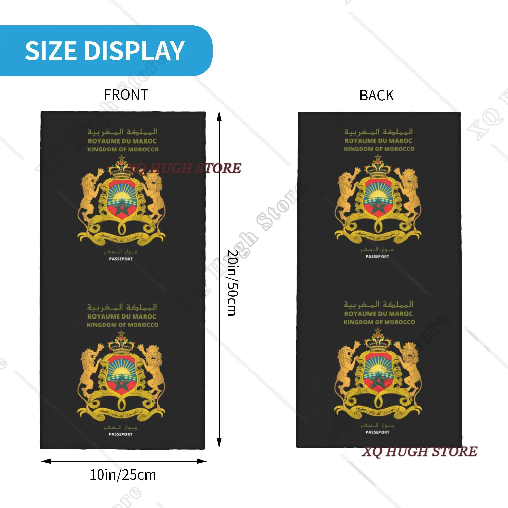 Custom Moroccan Passport Bandana Neck Warmer Women Men Winter Ski Tube Scarf Gaiter Kingdom Of Morocco Face Cover