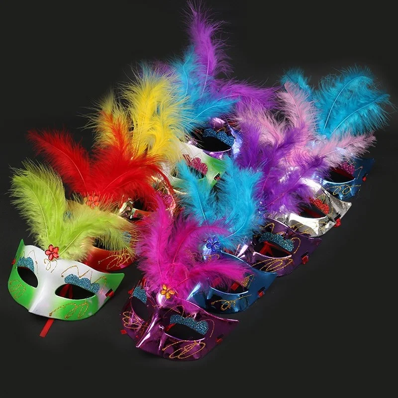 

20pcs Sexy Plush Feather Bar Performance Masquerade Party Mask Children Kids Adults Toys Birthday Halloween Wedding Festival