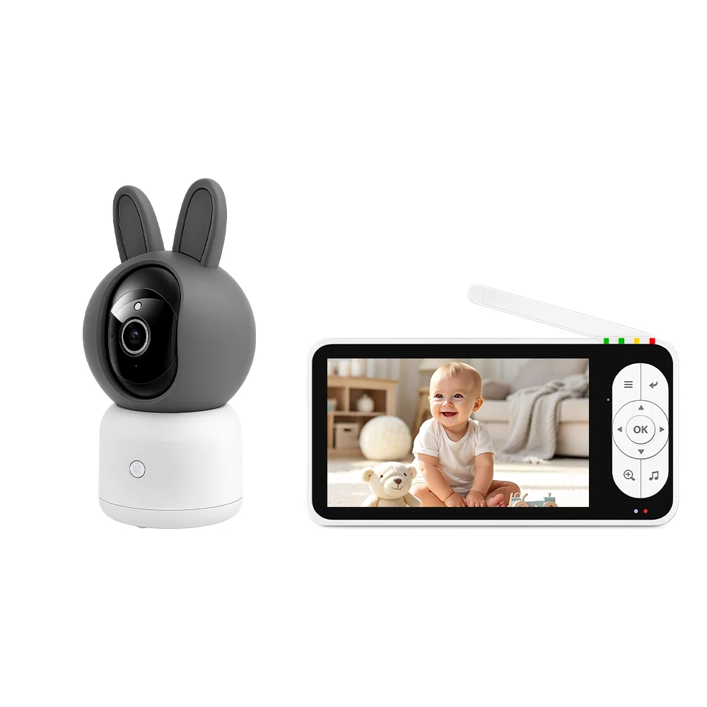 5Inch Tuya APP 720p  WIFI IP Dome Camera PTZ Baby Monitor Intercom Nanny Cam VOX Temperature Monitoring Feeding Plan  Babysitter