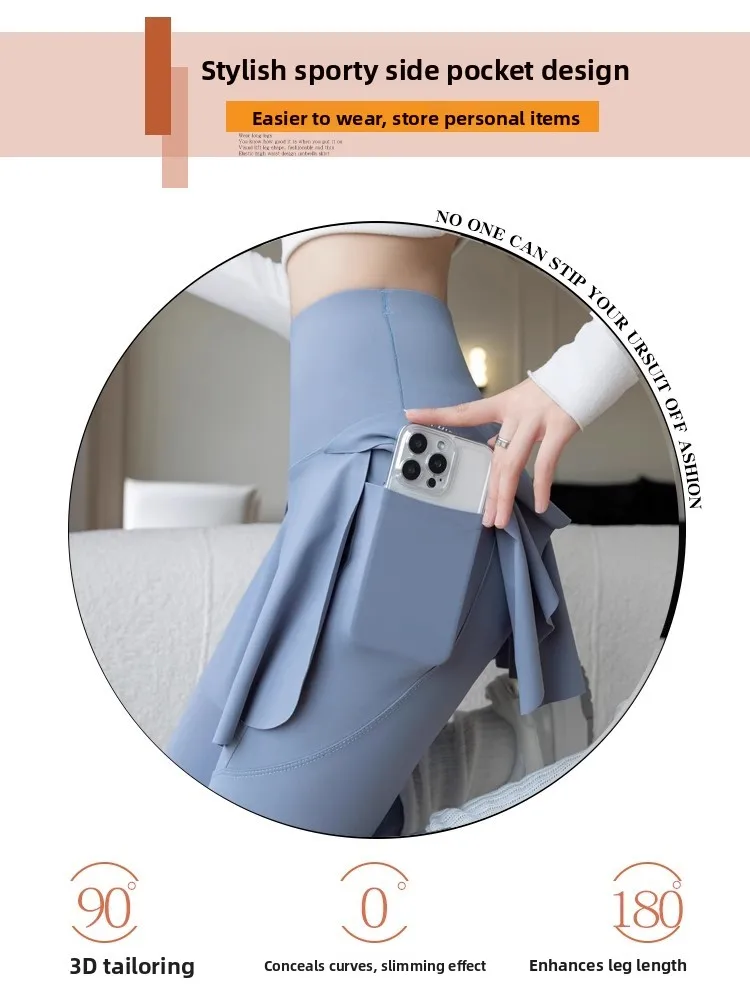 Spodnie damskie z wysokim stanem, modelujące brzuch, imitujące dwuczęściowy strój, do noszenia na zewnątrz, na wiosnę i jesień, do biegania, fitnessu i jogi.