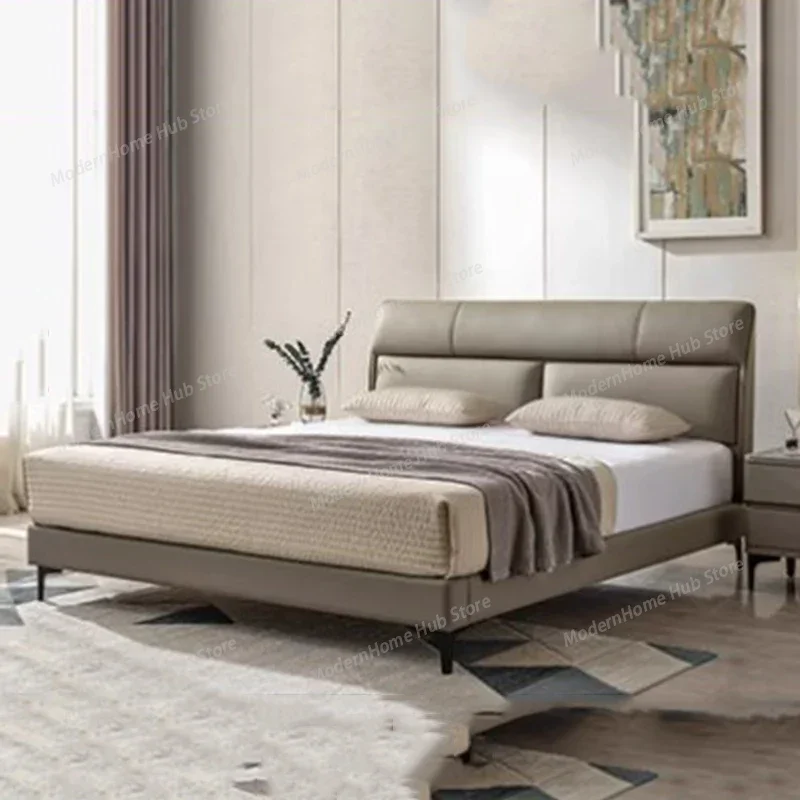 Soft Bedroom Double Bed Waterproof Luxury High End Upholstered Modern Bed Leather Wooden Sleeping Camas De Casal Furniture