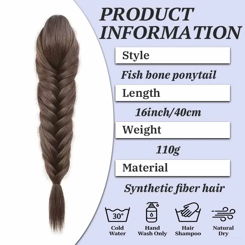 Synthetic fishbone ponytail synthetic fiber high temperature resistant natural fashion hair accessory suitable for women to wear