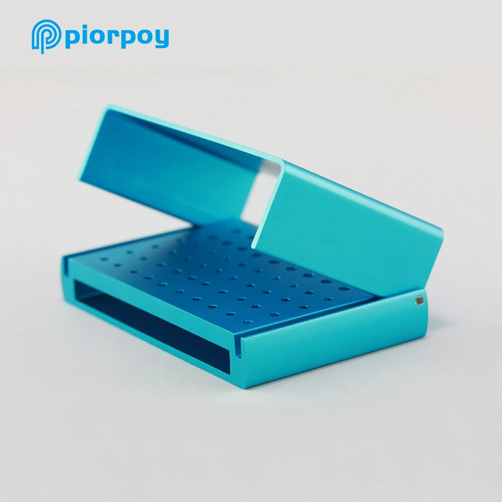 PIORPOY Dental 58 Holes Burs Holder Disinfection Box Dentistry High and Low Speed Handpiece Drills Block Dentist Lab Tools