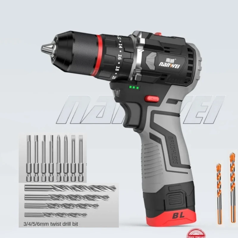 New  Nanwei Brushless Lithium Electric Drill Household Pistol Drill Electric Screwdriver Mini Driver Electric Power Tools