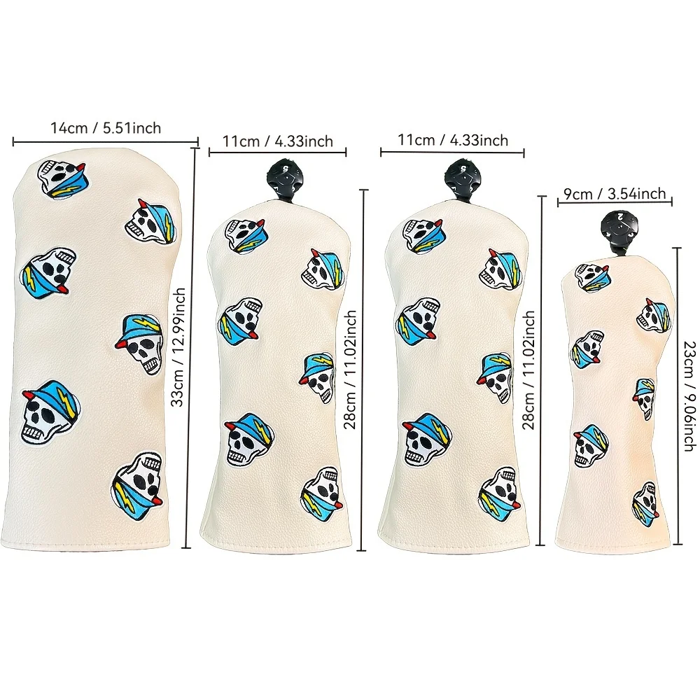 Lightning skull pattern Golf Club Head Covers For Hybrid Driver Fairway Wood Covers Putter Covers and Golf Club Iron Head Covers