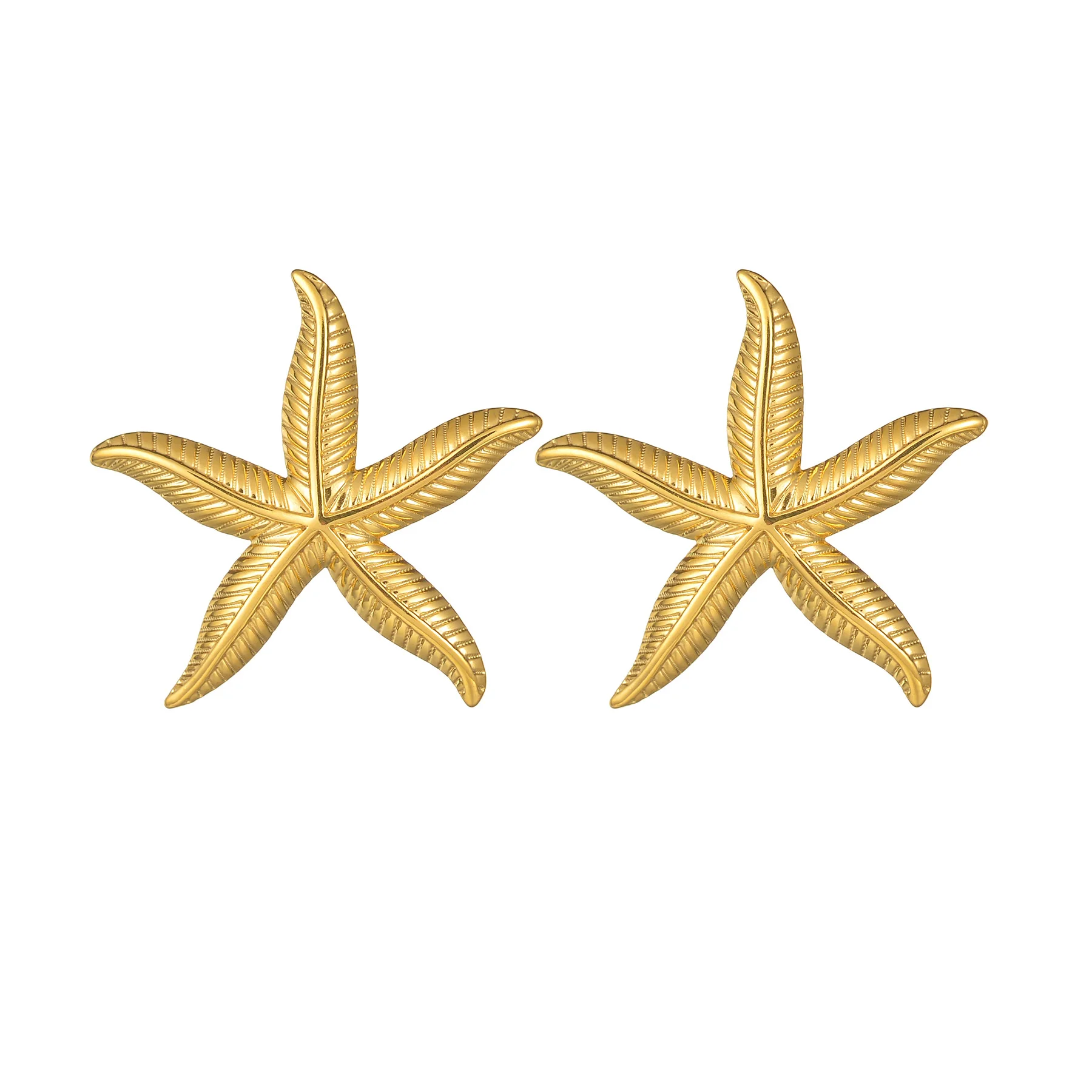 New Gold Color Minimalist Starfish Earrings for Women Girl Ear Stud High-End Stainless Steel Jewelry Christmas Gift Accessories