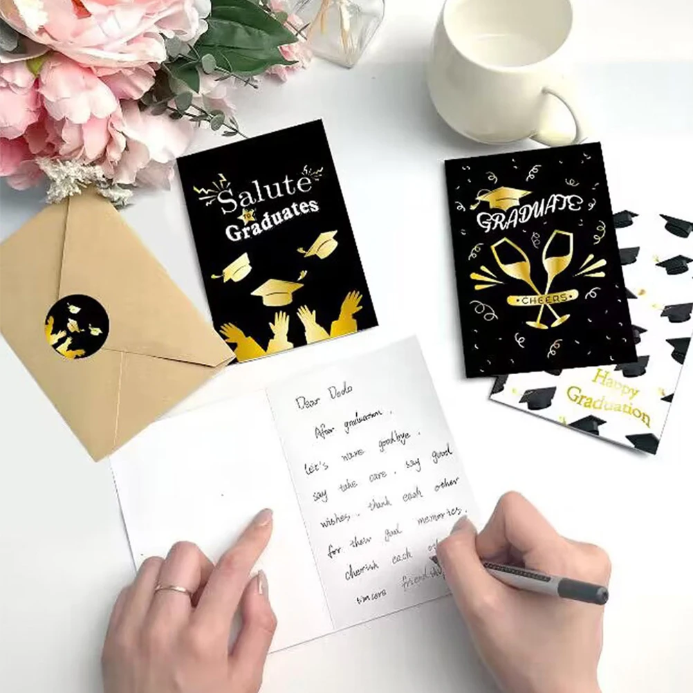 

Delicate Paper Greeting Card Set Graduation Party Supplies Creative Design Wishes Cards School Presents