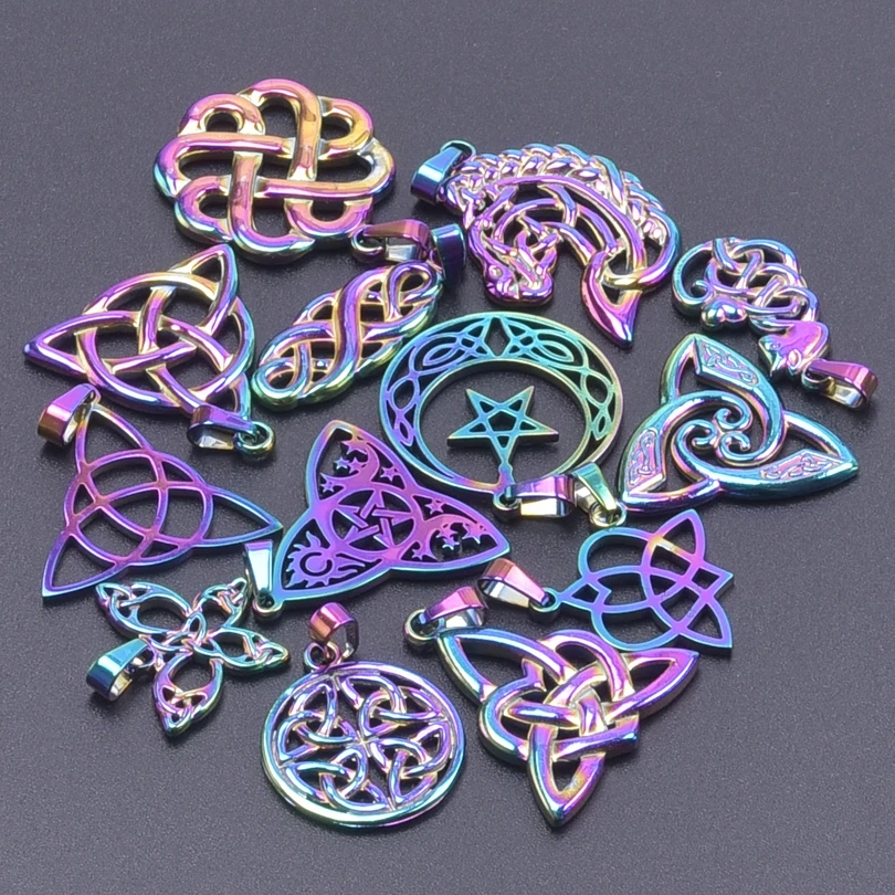 7pcs New Fashionable Witch Knot Charms Celtic Knot Charms Triquetra Knot Pendant Charm For Necklace Jewelry Making Accessories