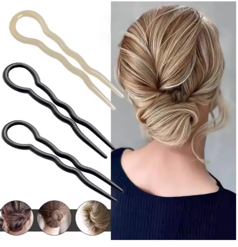 New Design U-Shaped Hair Sticks Clip Hairpins Retro Barrettes Hair Bun Woman Girls Ponytail Meatball Head Sweet Hair Accessories