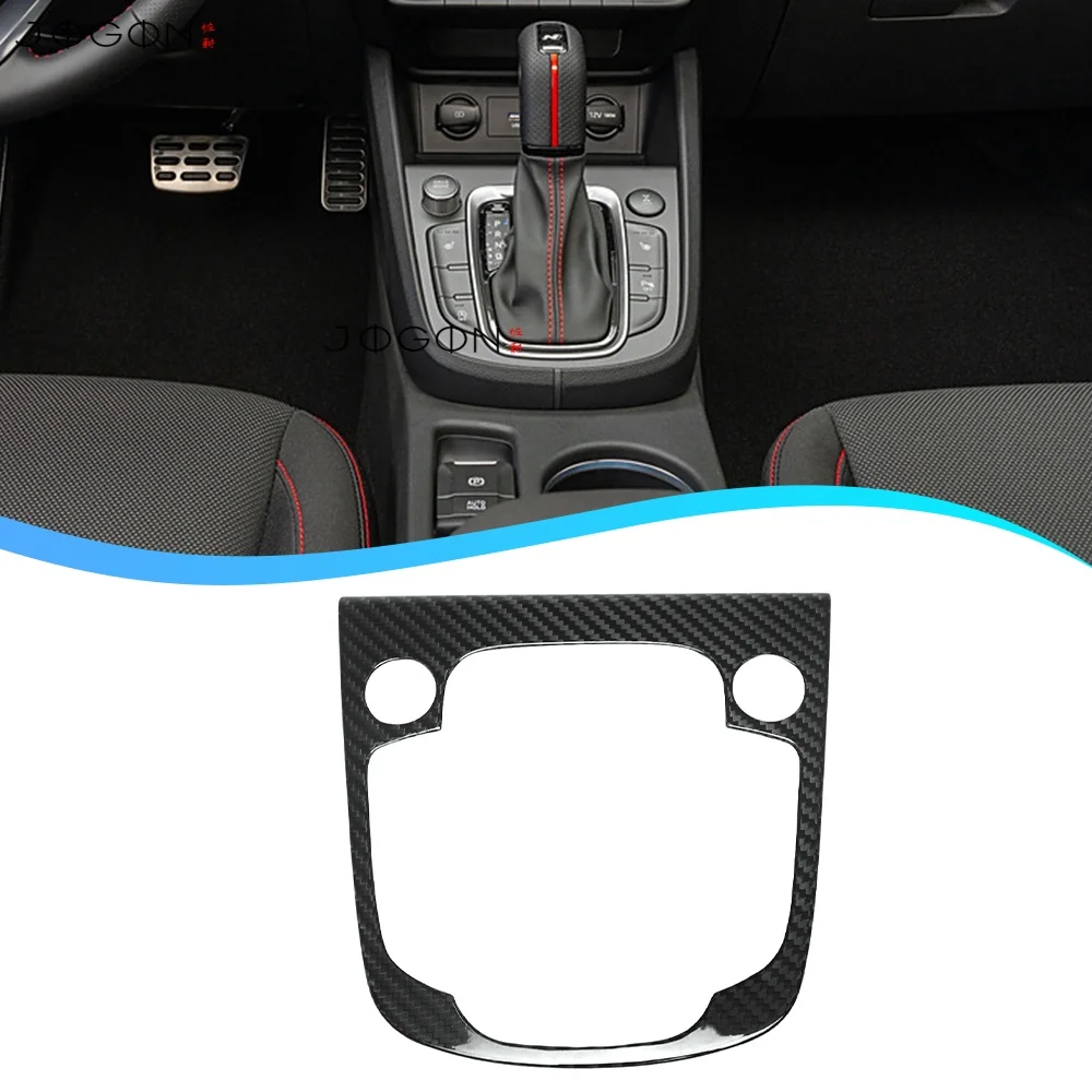 Jogon 100% Dry Carbon Fiber Center Console Gear Frame Decal Interior Moldings For Hyundai Kona N Kona N Line 2021 2022 2023