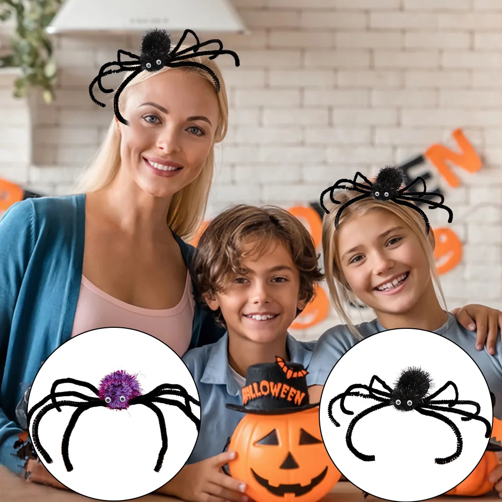 Halloween Decoration Funny Spider Hairball Headband Ghost Festival Headwear Girls Happy 2023 Halloween Party Eyeball Hair Hoop