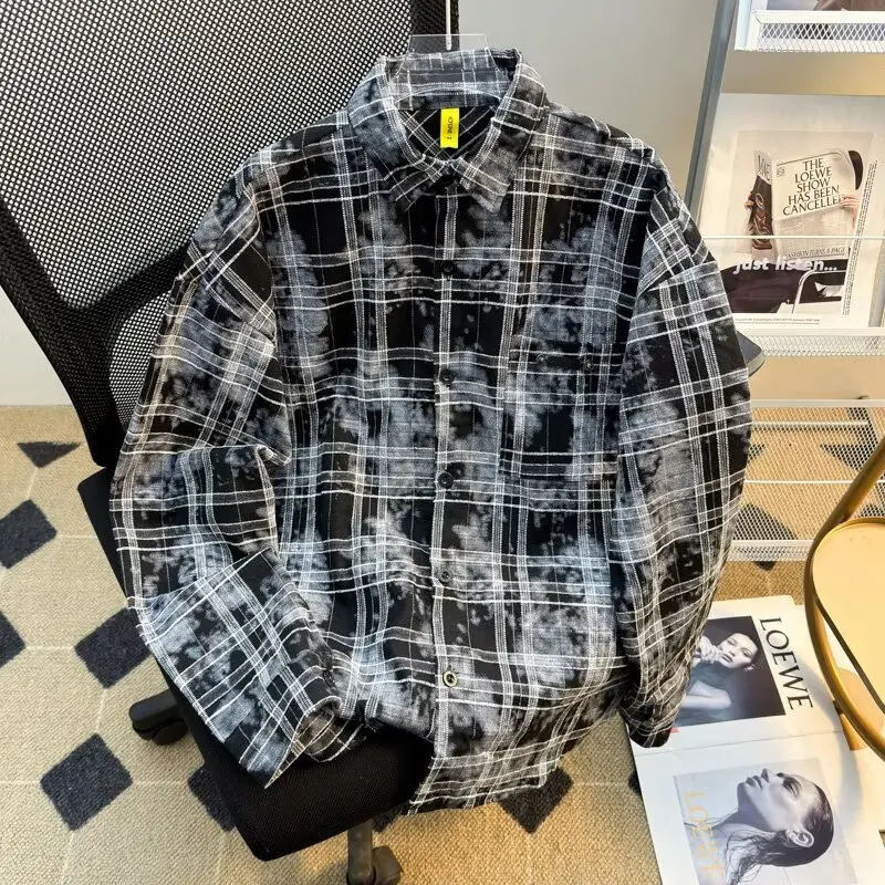 

Свободное повседневное длинное пальто в клетку в американском стиле ретро для мужчин и женщин, модное винтажное свободное пальто для пар