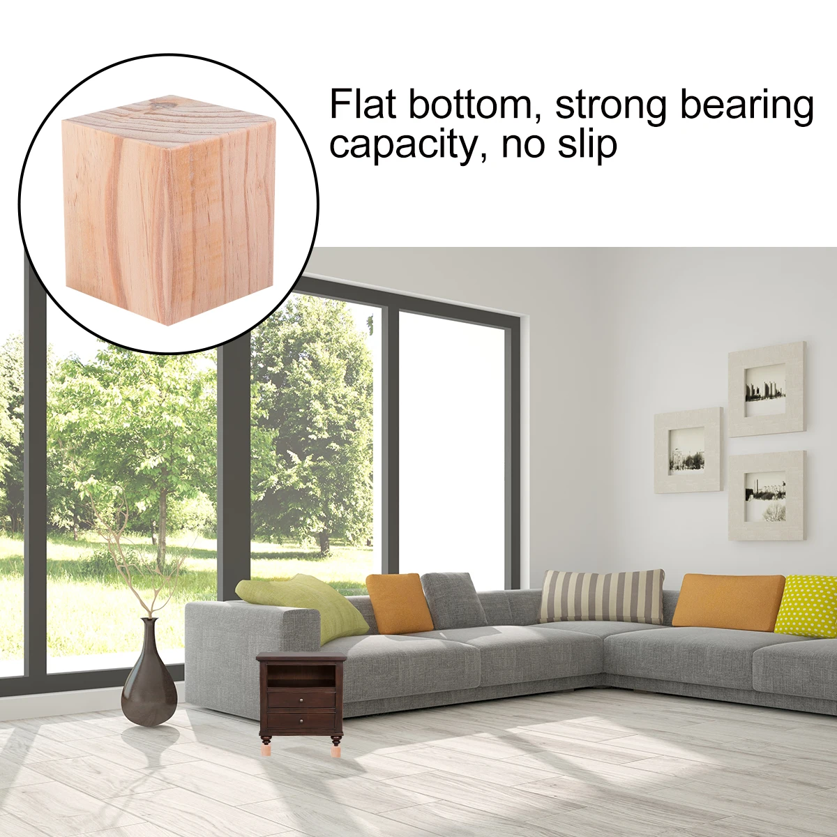 

Solid Wood Table Feet Pads 5cm Height Increase Round Edge Furniture Risers Sturdy Stand Wooden Leg Lifts Tables Chairs Beds